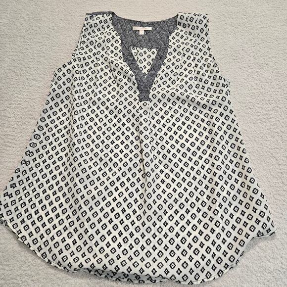 Skies Are Blue Tops - Skies are Blue Pacheco Ikat Print V-neck Sleeveless Blouse Top Women's Size M
